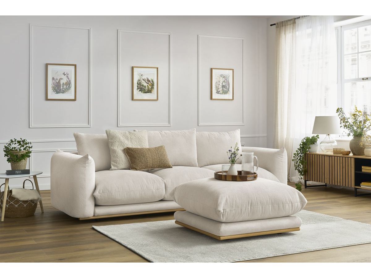 Canapé droit fixe 3 places ERNEST avec pouf