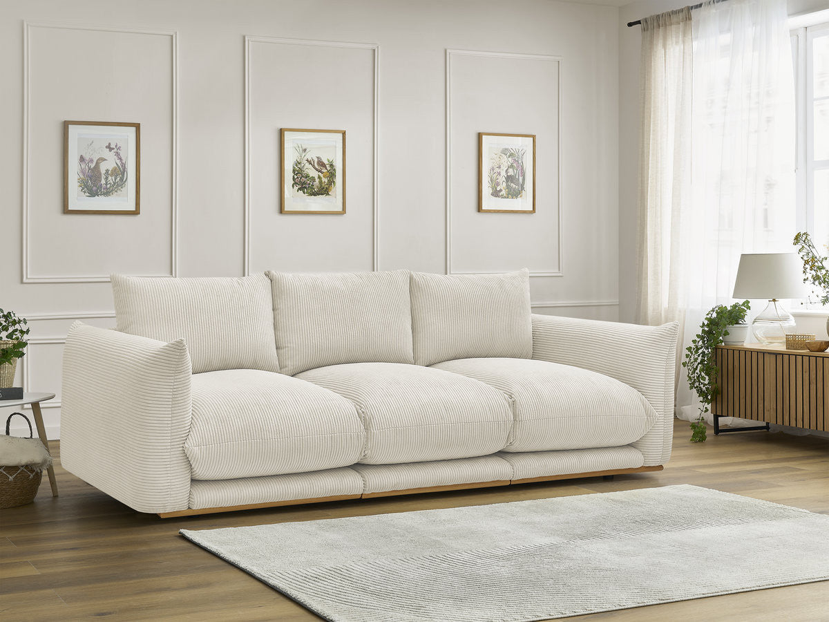 ERNEST vaste 3-zits rechte bank in corduroy stof