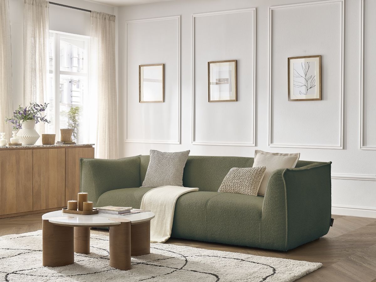 Canapé droit fixe 3 places GIORGIA tissu bouclette