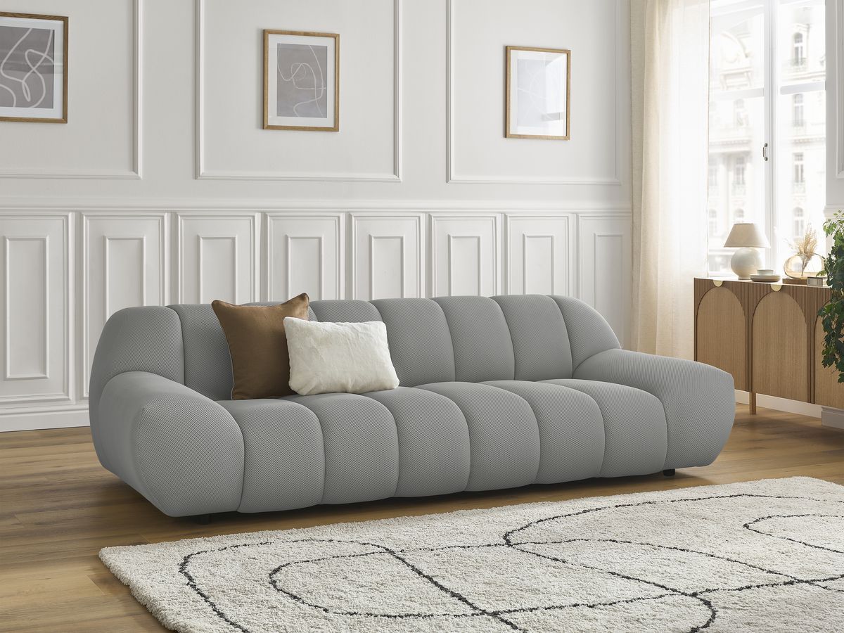 Canapé droit fixe 3 places HAYDEN tissu mesh