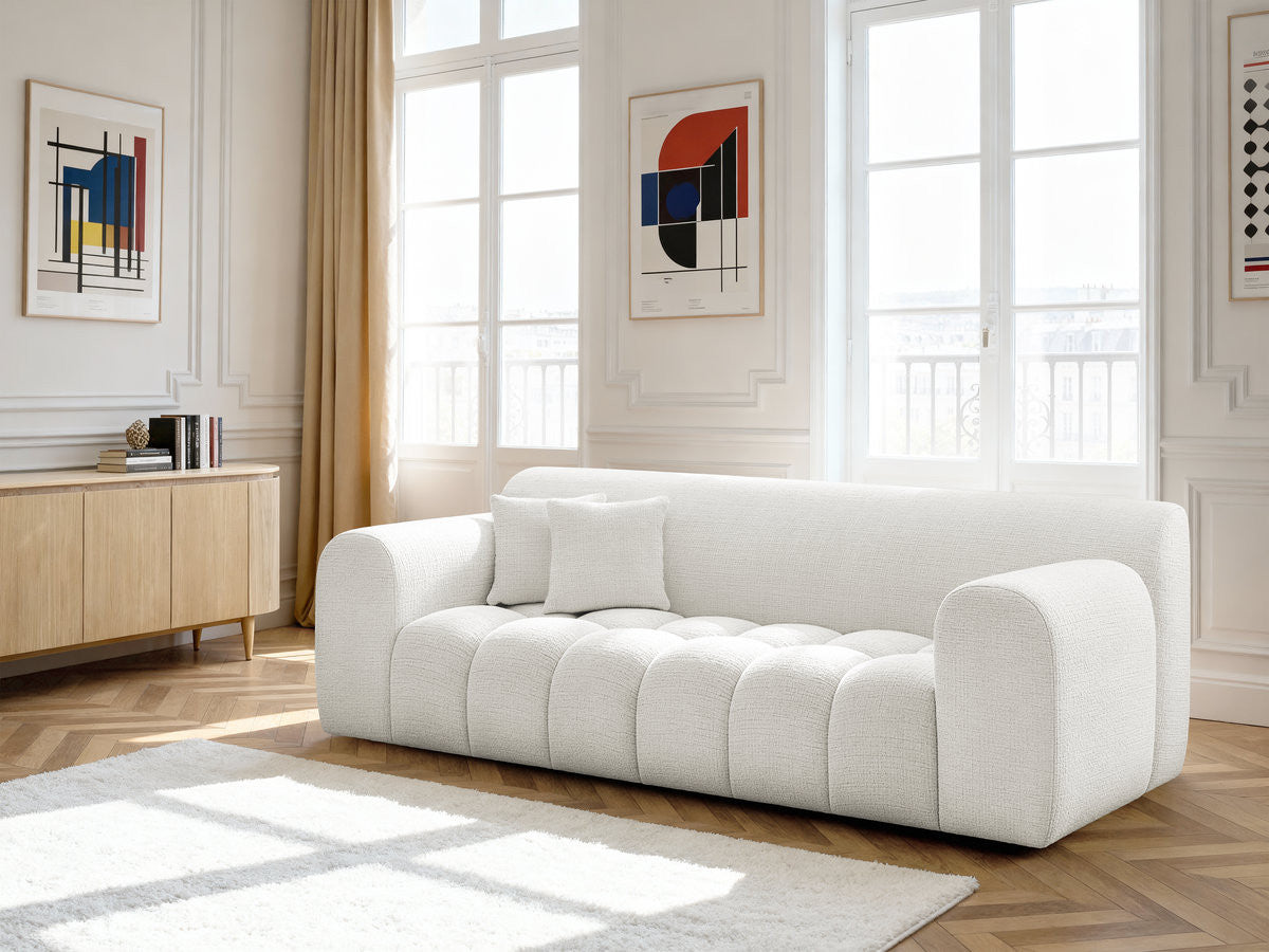 Canapé droit fixe 3 places MELISSE tissu texturé