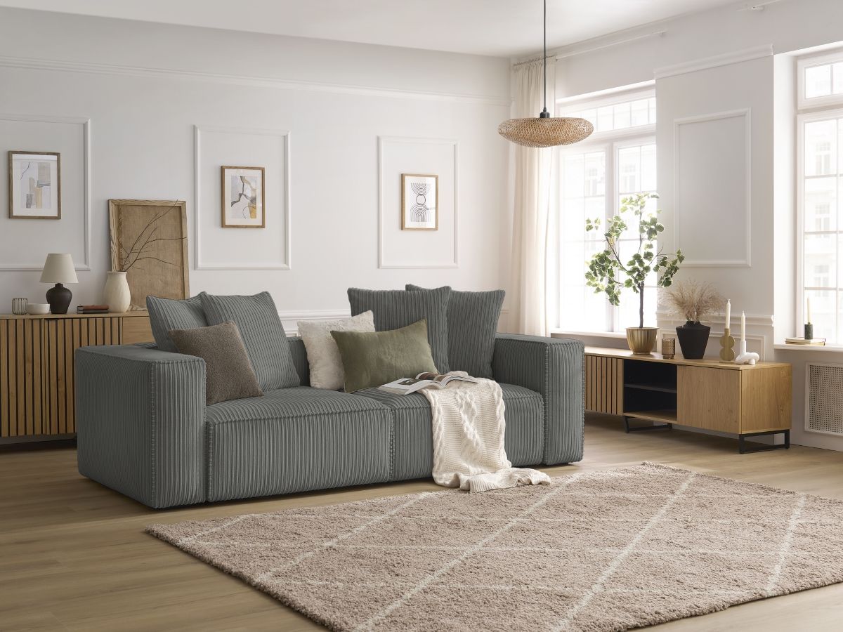 NINA 3-zits vaste rechte bank in corduroy