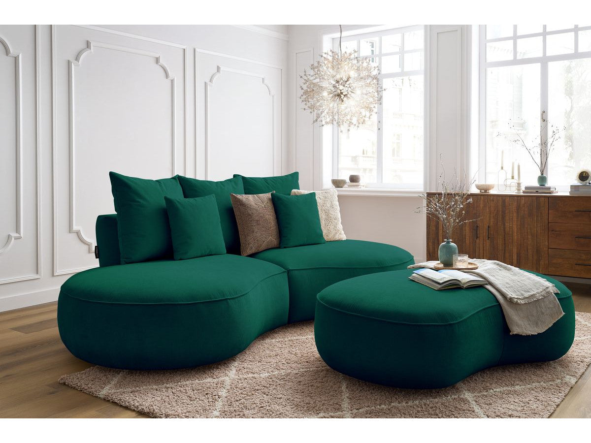 Canapé droit fixe 3 places SAINT-GERMAIN tissu texturé avec pouf