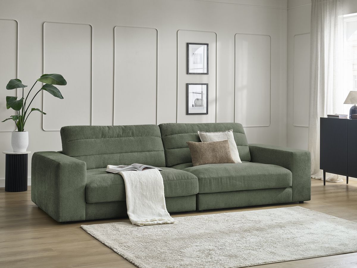 Canapé droit fixe 3 places SIERRA tissu texturé