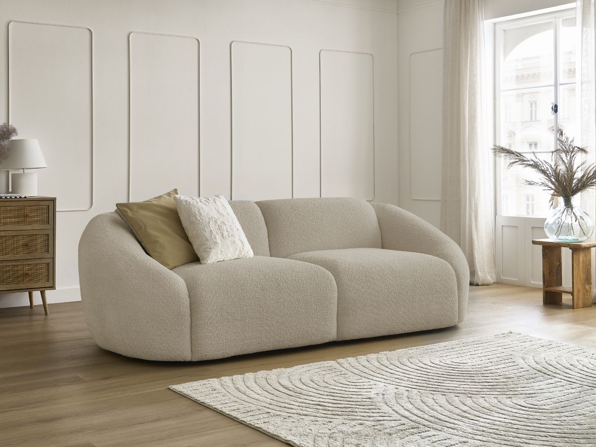 TINA vaste 3-zits rechte bank in badstof