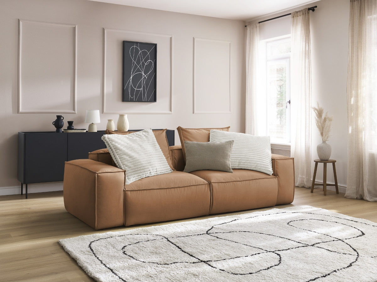 Canapé droit fixe 3 places ultra moelleux BOHEME cuir végan