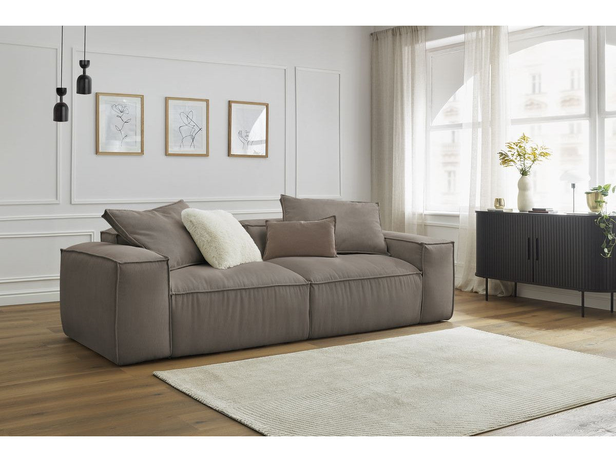 BOHEME ultrazachte 3-zits vaste rechte bank in corduroy