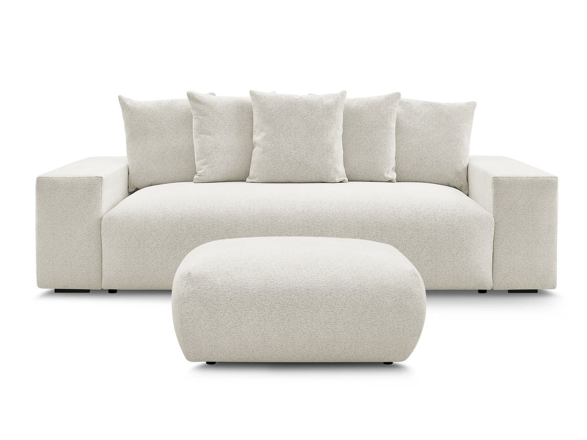Canapé droit fixe 3 places VOLTAIRE tissu chiné avec pouf