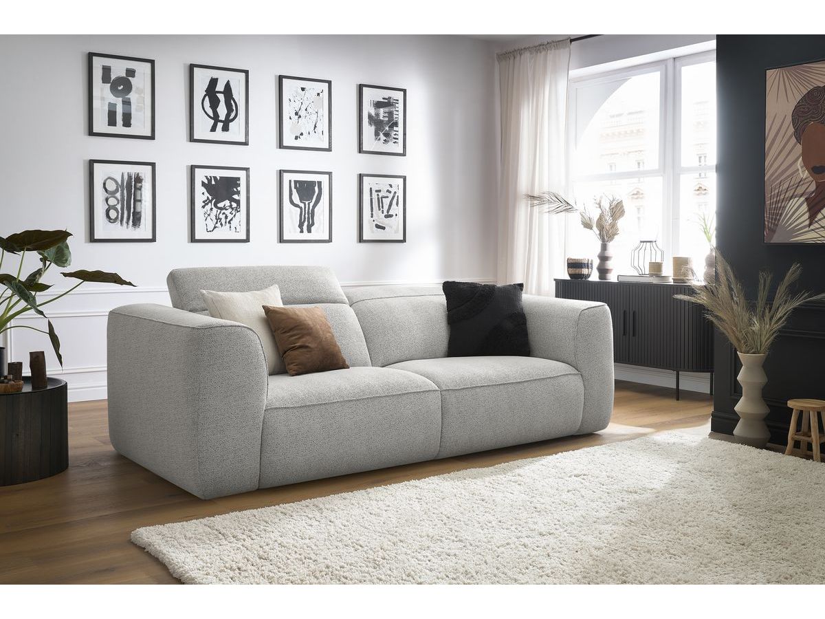 WILLIAM vaste 3-zits rechte bank met hoofdsteunen