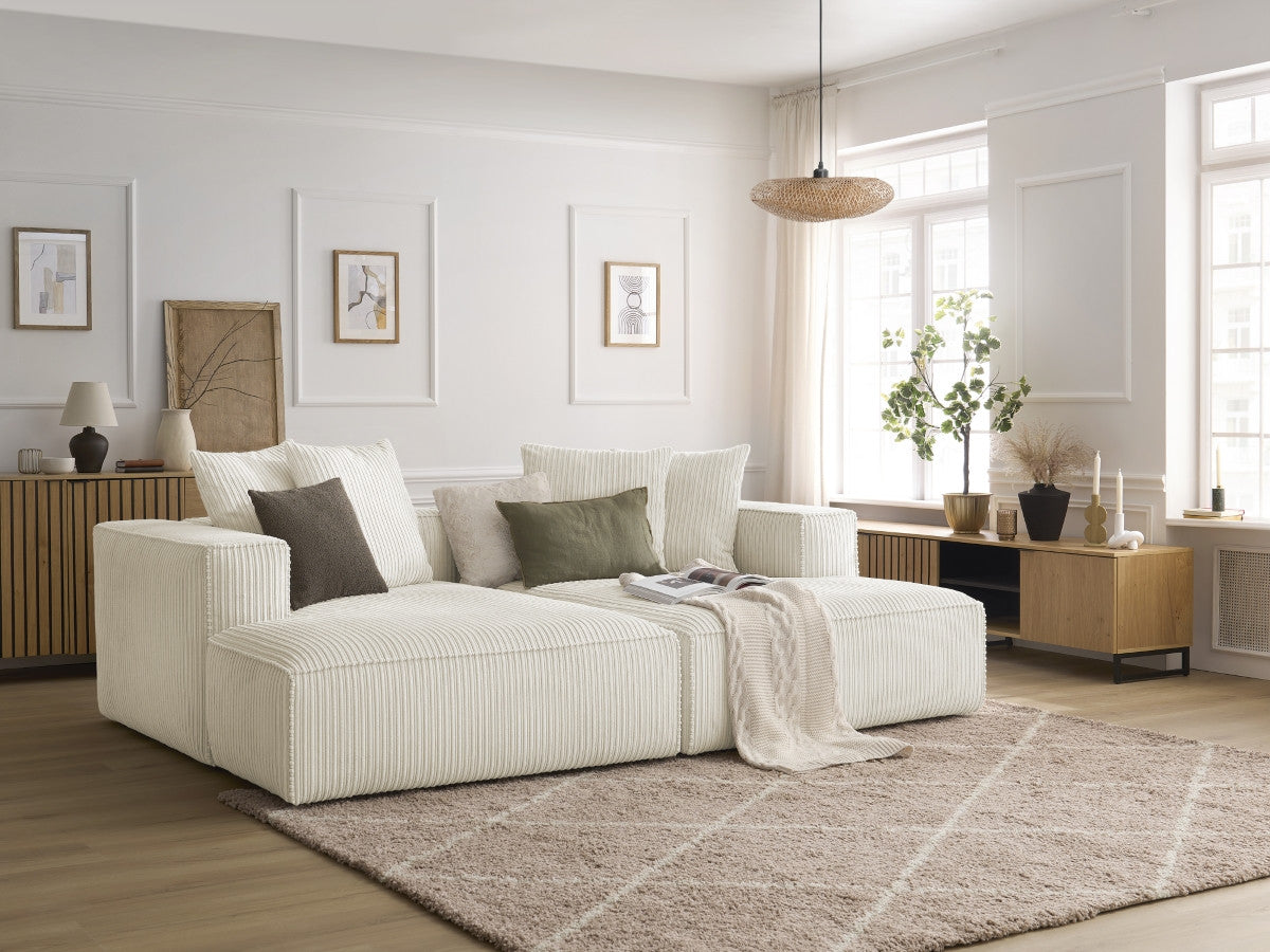 NINA vaste 4-zits rechte bank met diepe zitting in corduroy