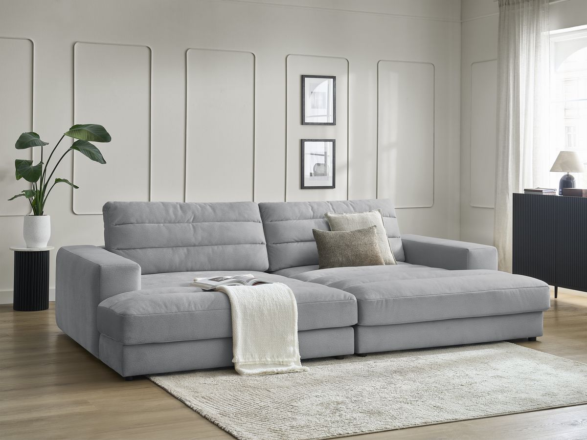 Canapé droit fixe 4 places SIERRA assise profonde velours