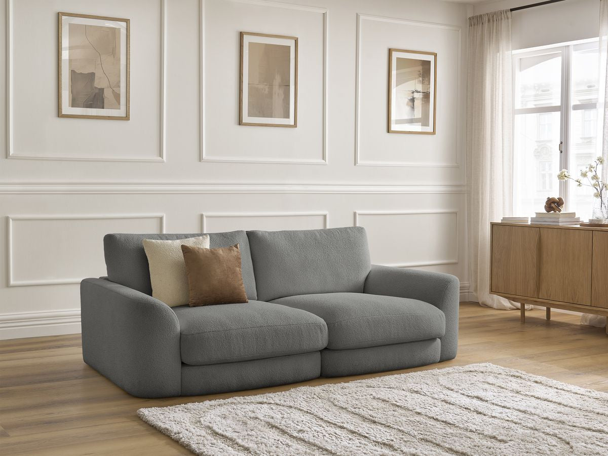 Canapé droit fixe LEONORE tissu bouclette