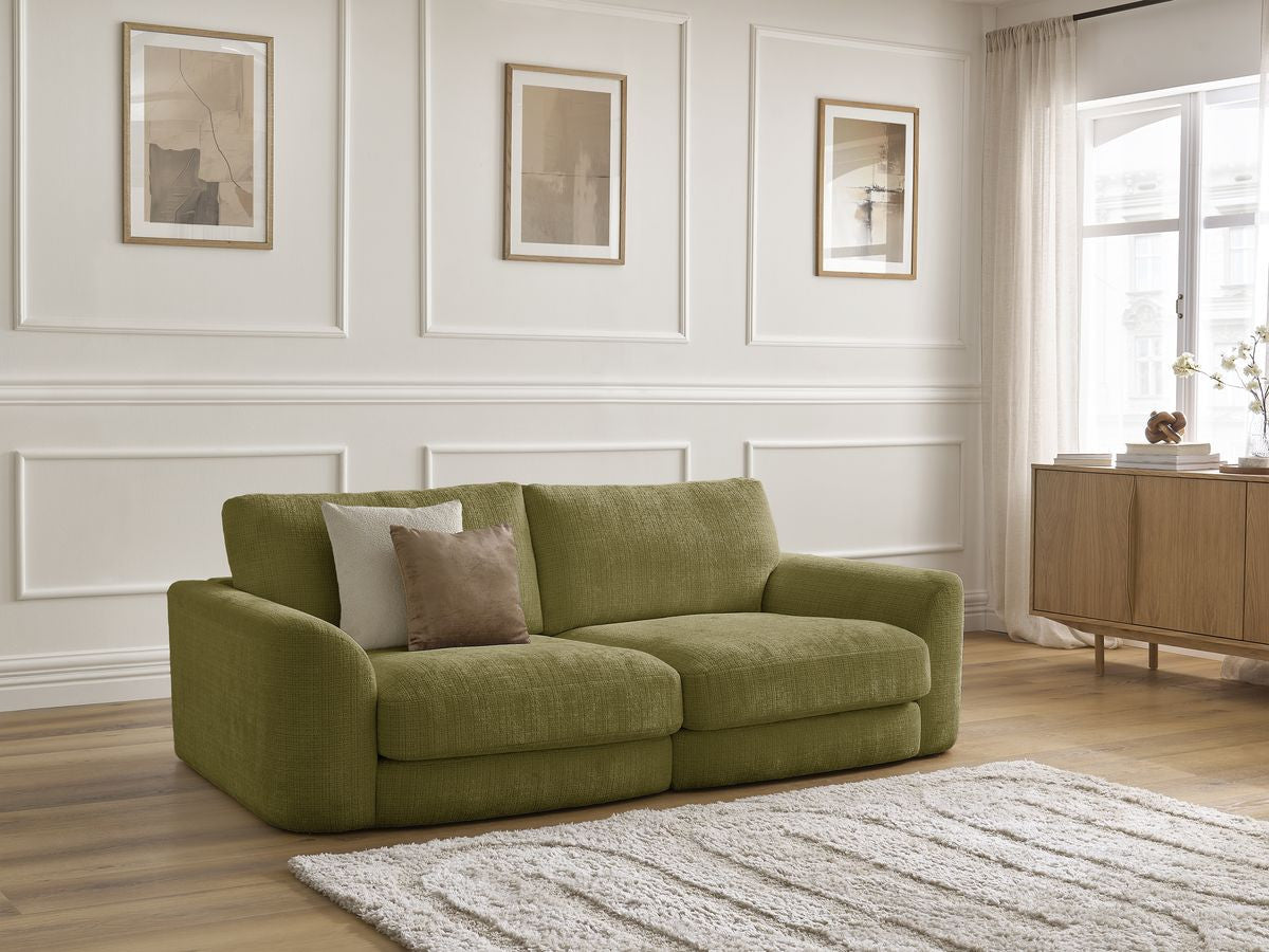 Canapé droit fixe LEONORE tissu texturé