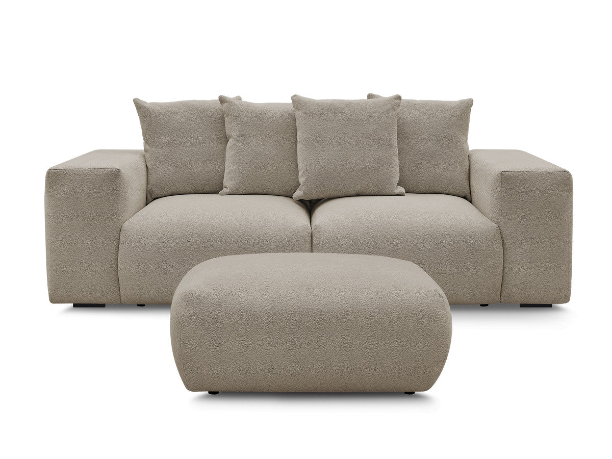 Canapé droit fixe modulable VOLTAIRE tissu chiné avec pouf