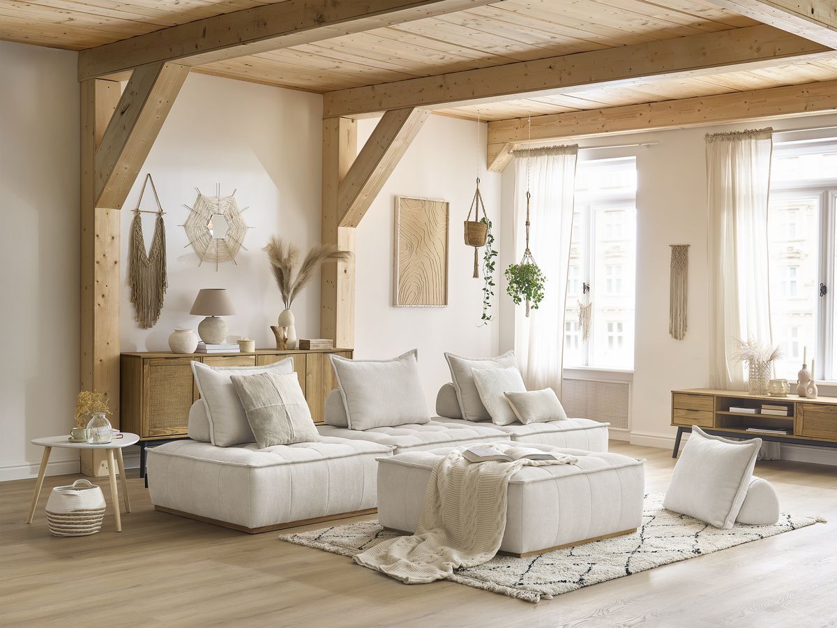 Canapé droit modulable ELISA avec 4 chauffeuses 1 place