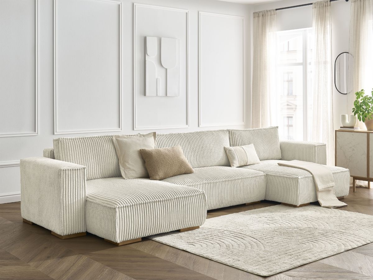 CHELSEA omvormbare panoramabank met opbergvak, grote zachte rib