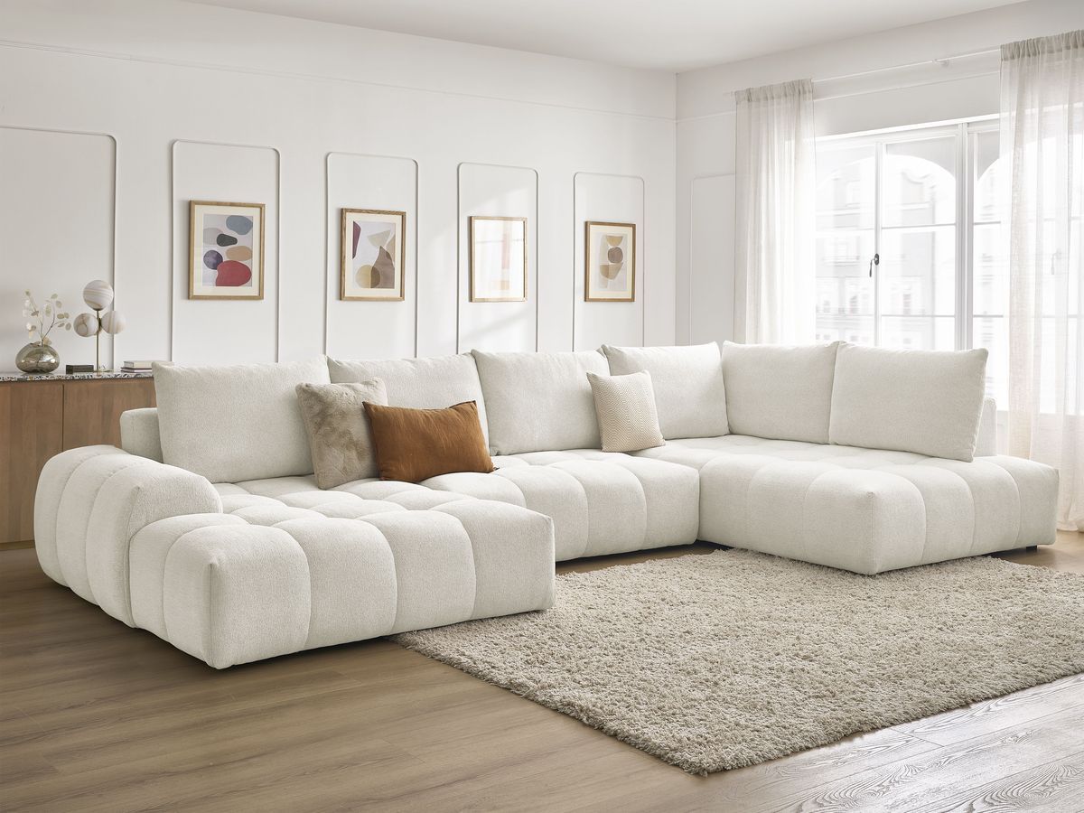 EVEREST omvormbare panoramabank met opbergvak in gem?leerde stof