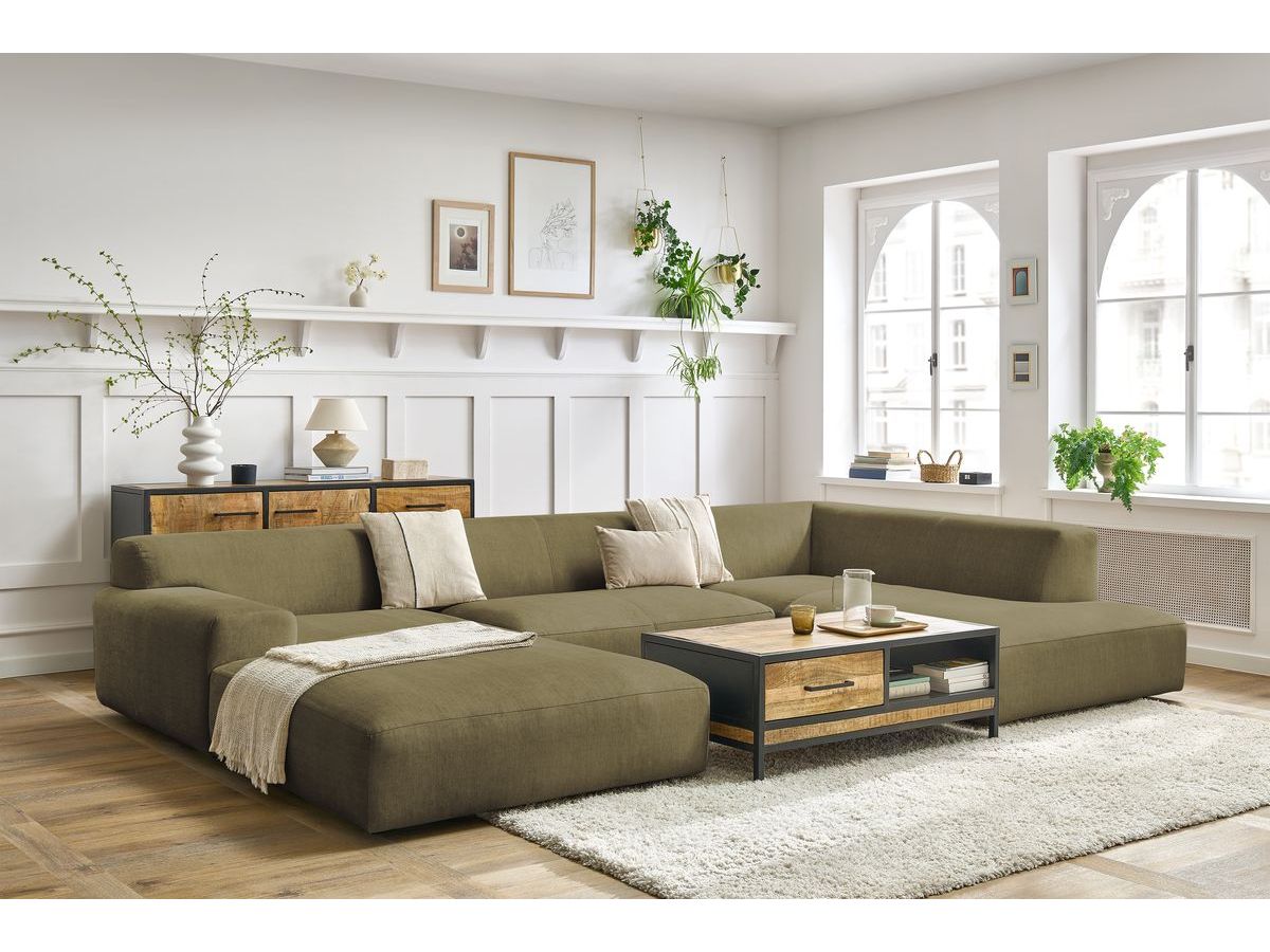 LAVENA vaste compacte panoramabank in fluwelen stof