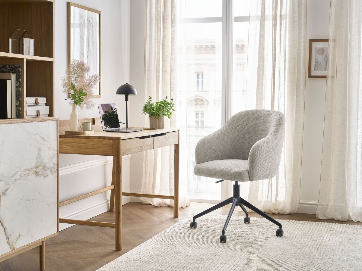 Chaise de bureau SOPHIE tissu texturé et pietement à roulettes avec hauteur ajustable