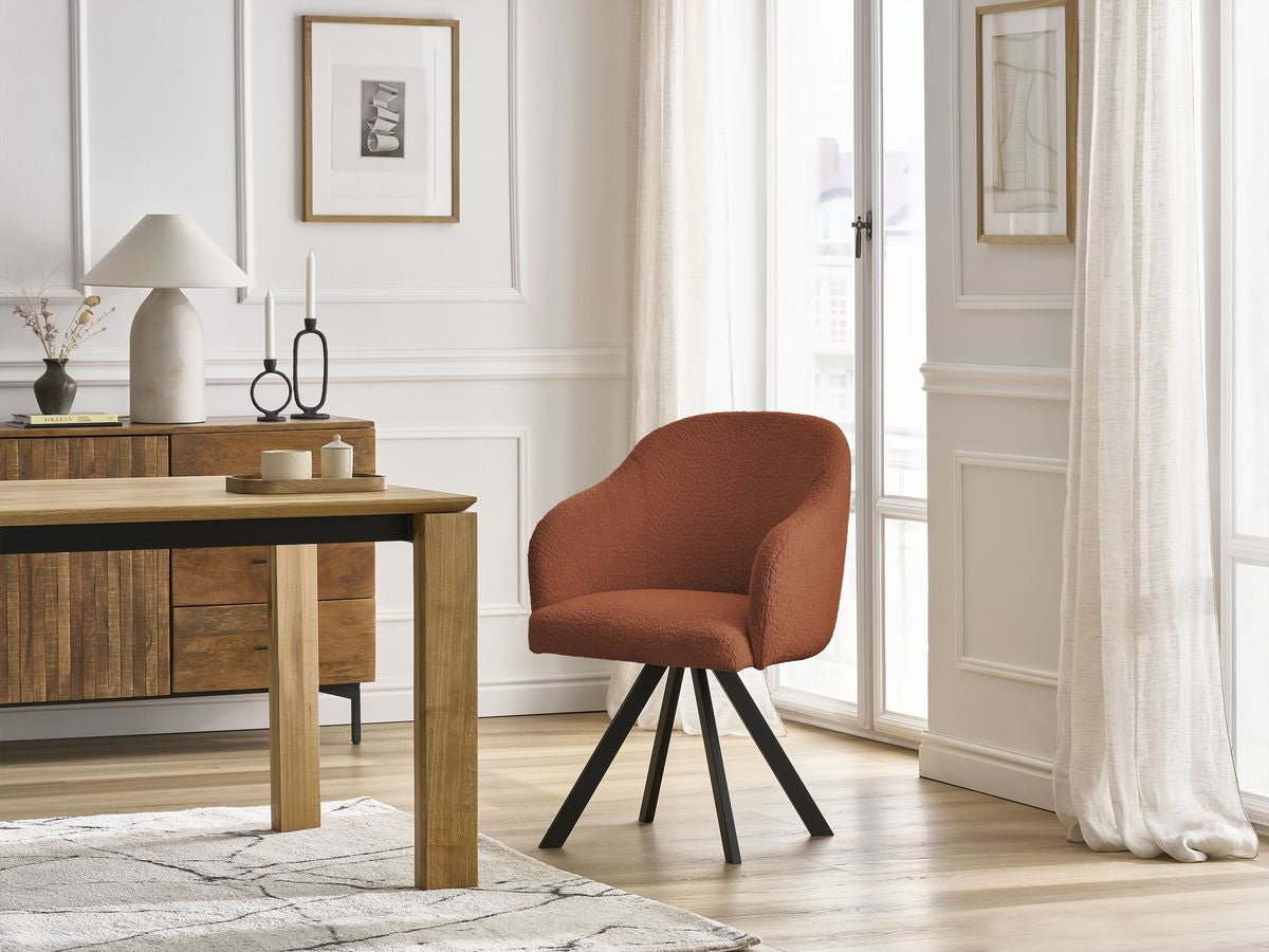 Chaise SOPHIE tissu bouclette et pieds étoile