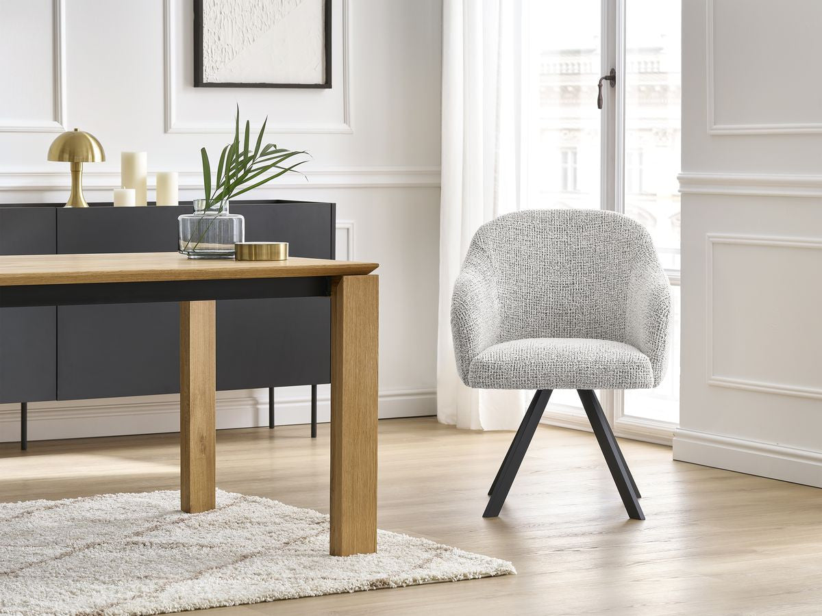 Chaise SOPHIE tissu chiné et pieds étoile