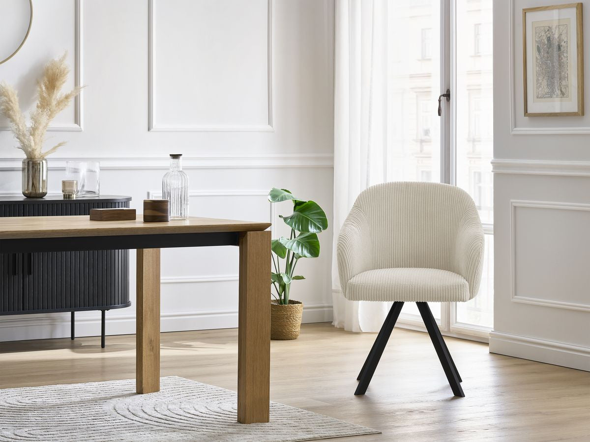 Chaise SOPHIE tissu velours côtelé et pieds étoile