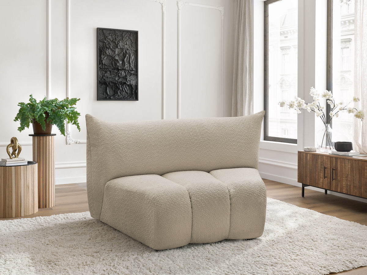 Chauffeuse 1 place incurvée pour canapé modulable AZRA tissu bouclette