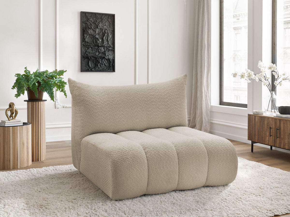 Chauffeuse 2 places sans accoudoir pour canapé modulable AZRA tissu bouclette