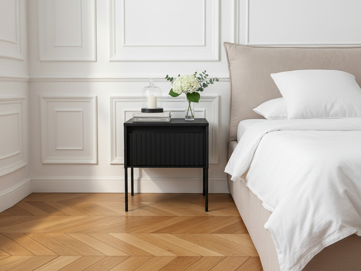 Table de chevet 1 tiroir LENARA avec tasseaux et LED