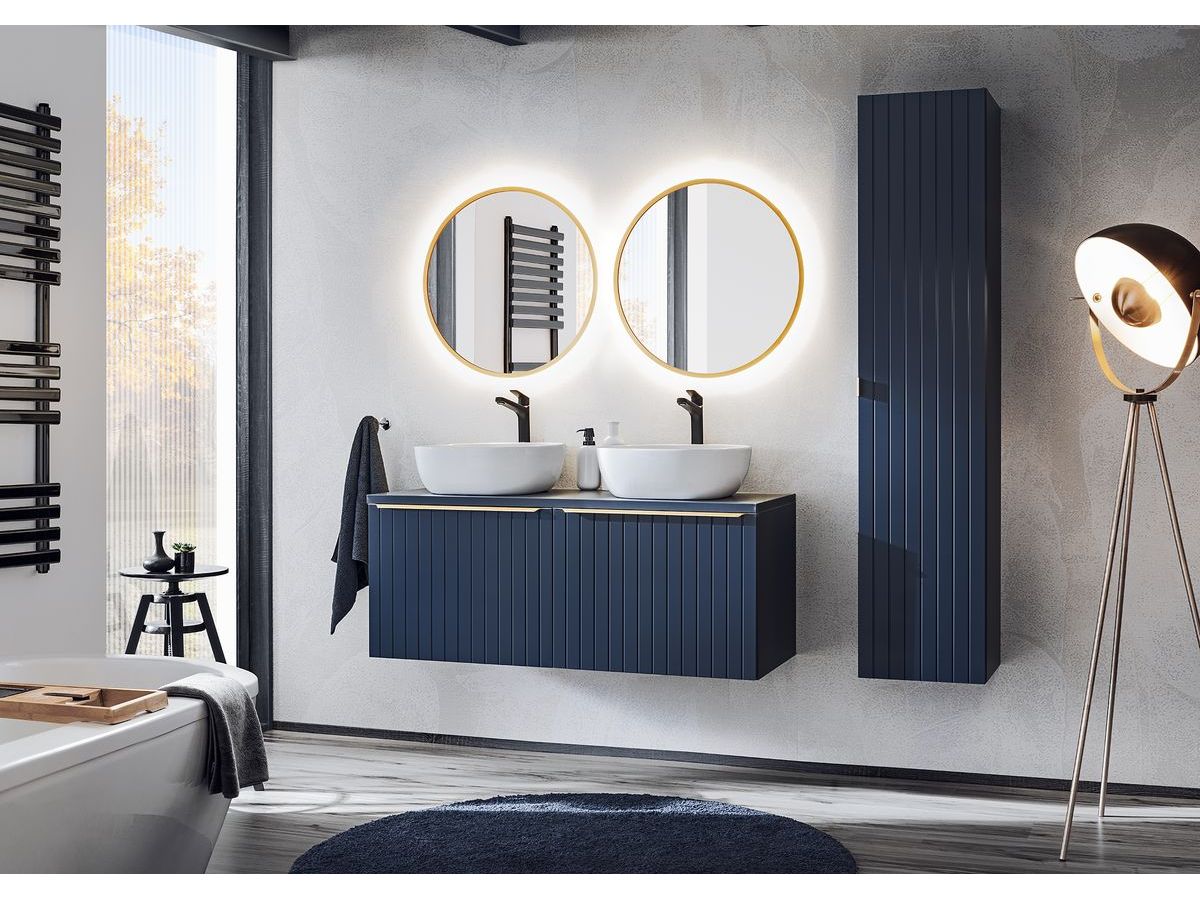 Colonne salle de bain 160 cm PHARA bleu et or