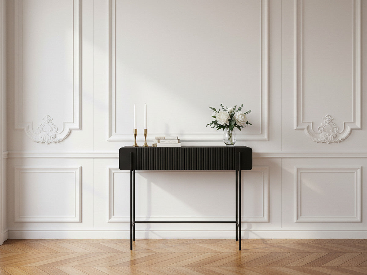 Console 2 tiroirs 100 cm MATHILDE pieds noir