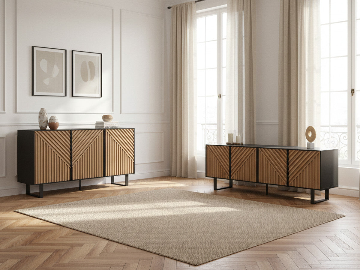 Ensemble ALAIA avec buffet 151 cm + meuble TV 161 cm effet chêne