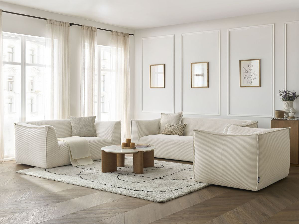 Ensemble canapé droit fixe 3 + 2 places + fauteuil GIORGIA velours côtelé