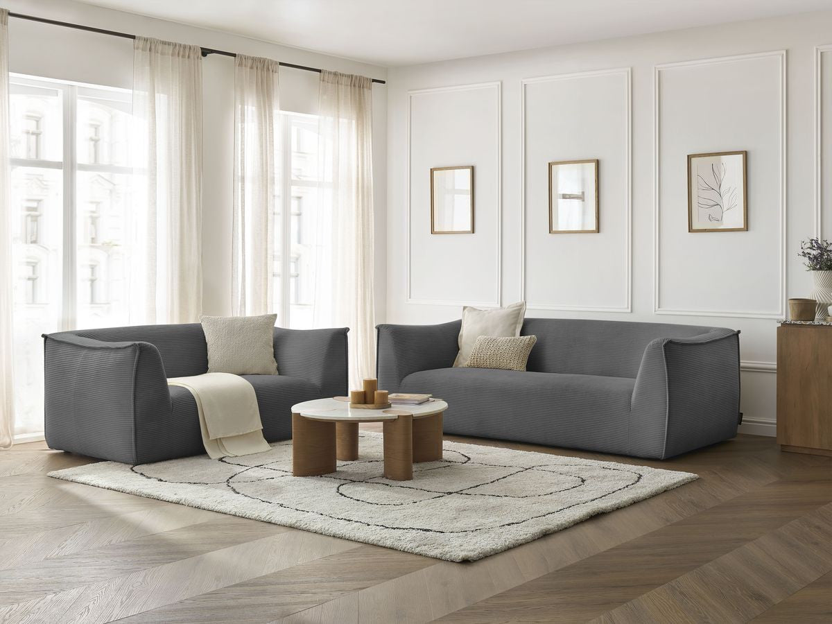 GIORGIA 3 + 2 zits vaste rechte bankstel in corduroy