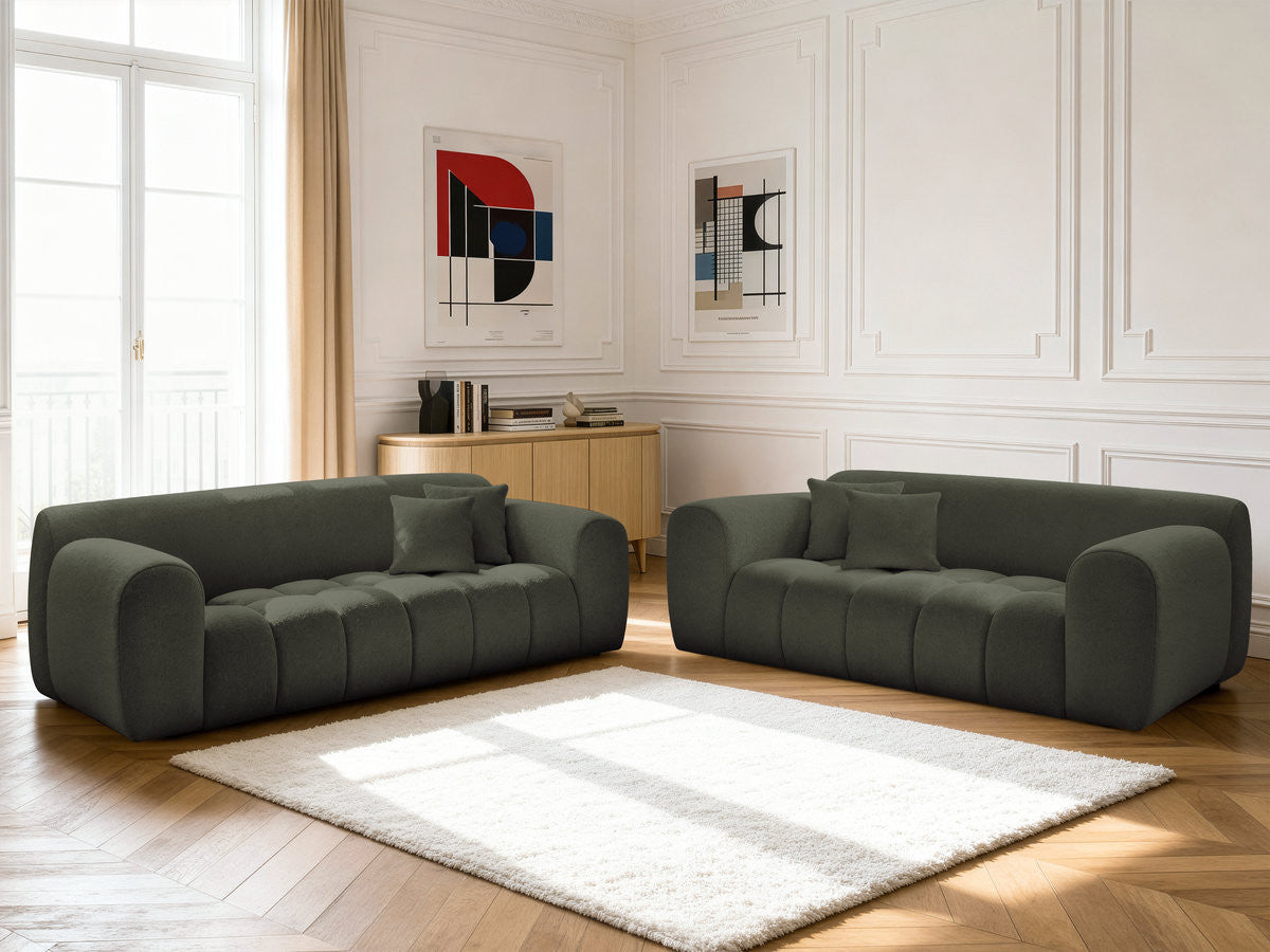 Ensemble canapé droit fixe 3 + 2 places MELISSE tissu chiné