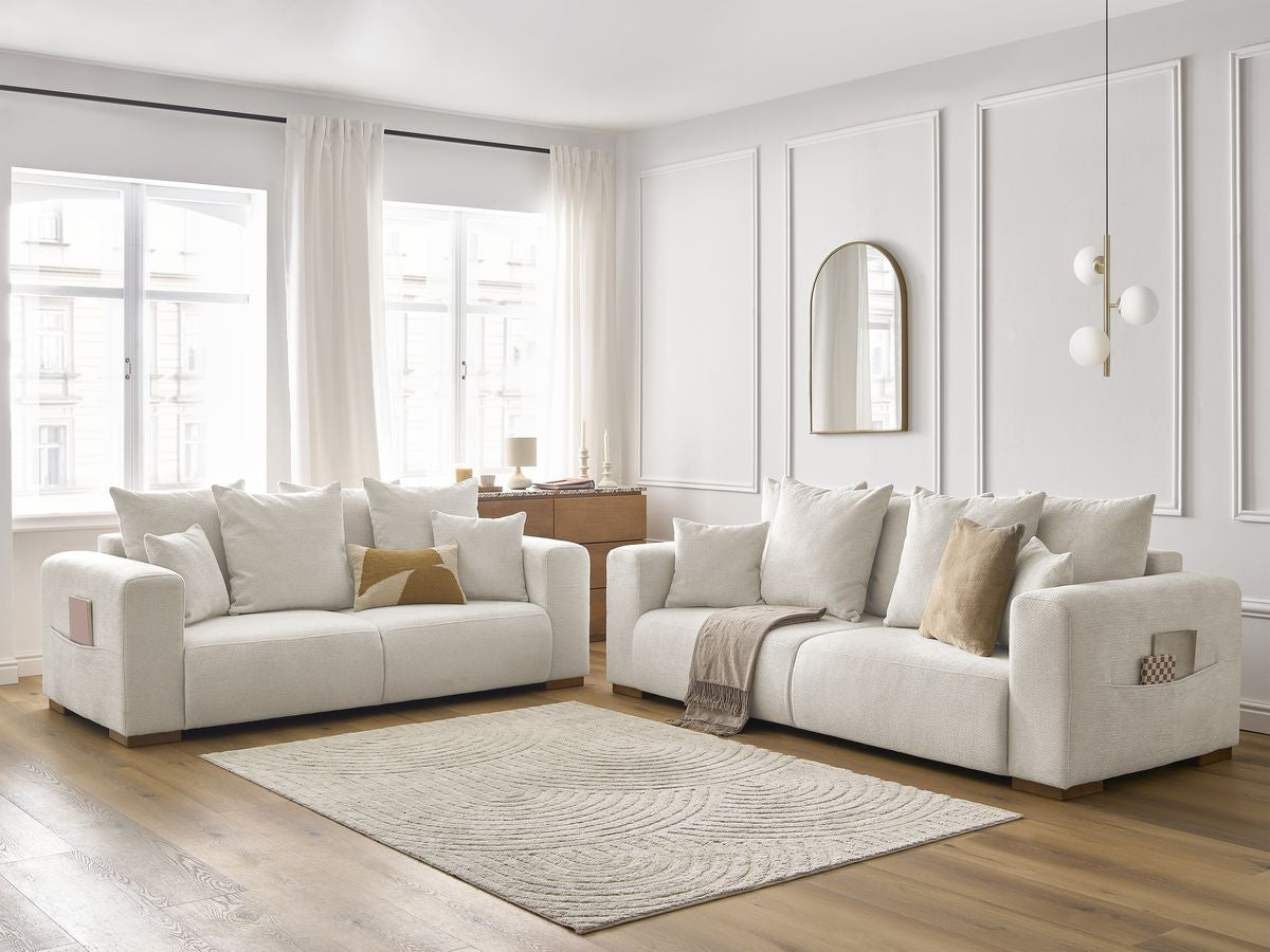 SIDONIE vaste rechte bankset 3 + 2 zitplaatsen in gemêleerde stof