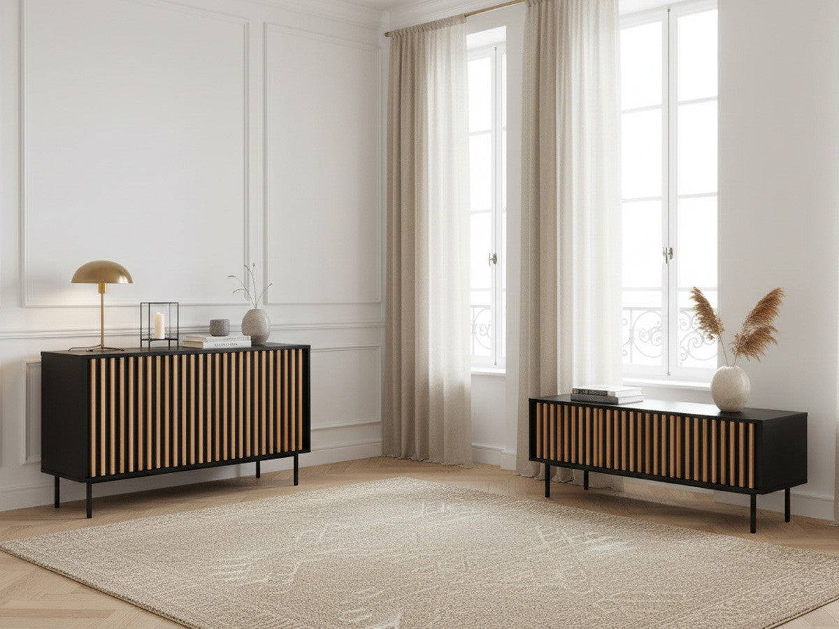 CORNEILLE set met 150 cm dressoir + 134 cm tv-meubel, massief grenen latten