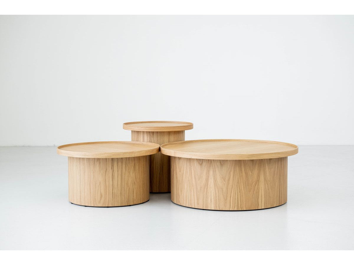 Ensemble de 3 tables basses CASTELLANE placage chêne massif