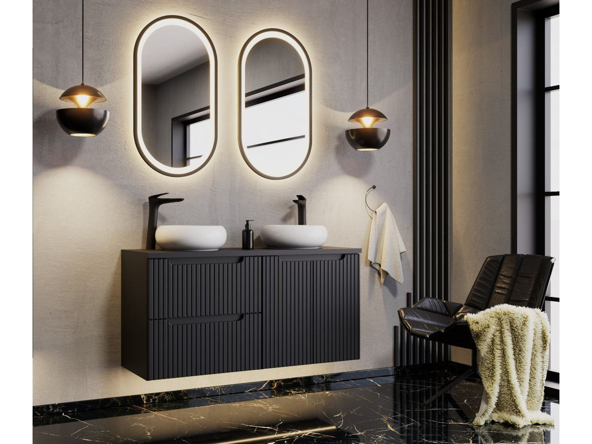 Ensemble de salle de bain 120 cm YOUNA noir et colonne