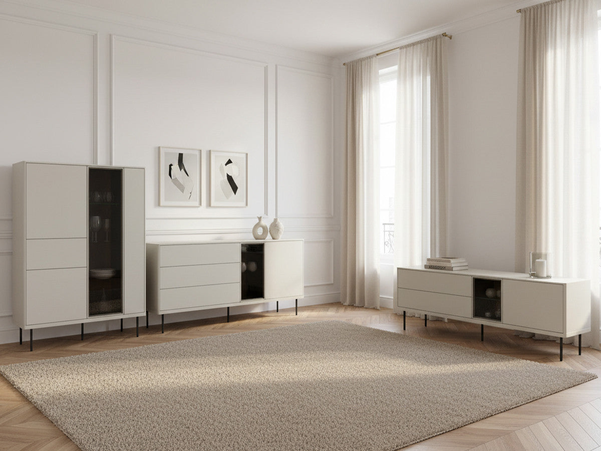 ESPERA set met 161 cm dressoir + 161 cm tv-meubel + vitrinekast met led's