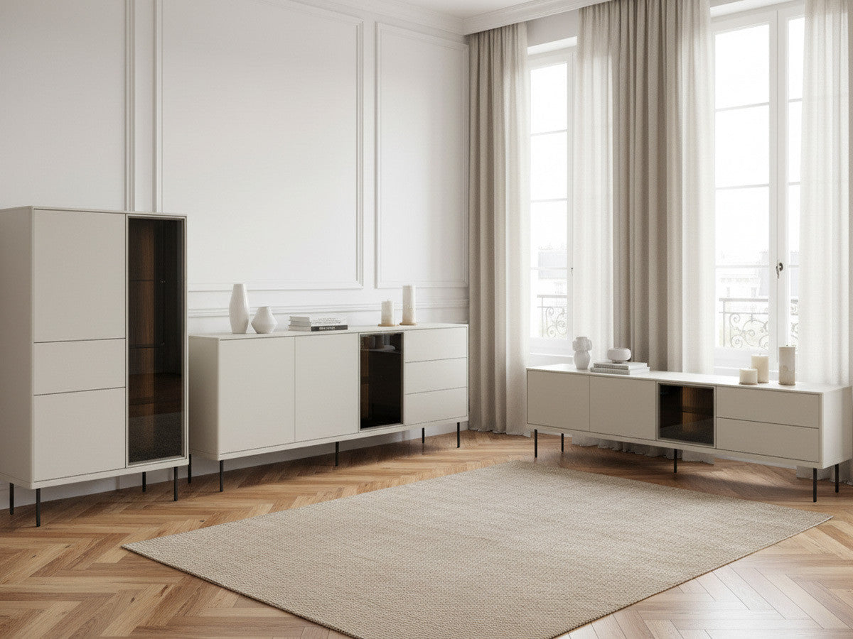 Ensemble ESPERA avec buffet 194 cm + meuble TV 194 cm + meuble vitrine avec LEDS