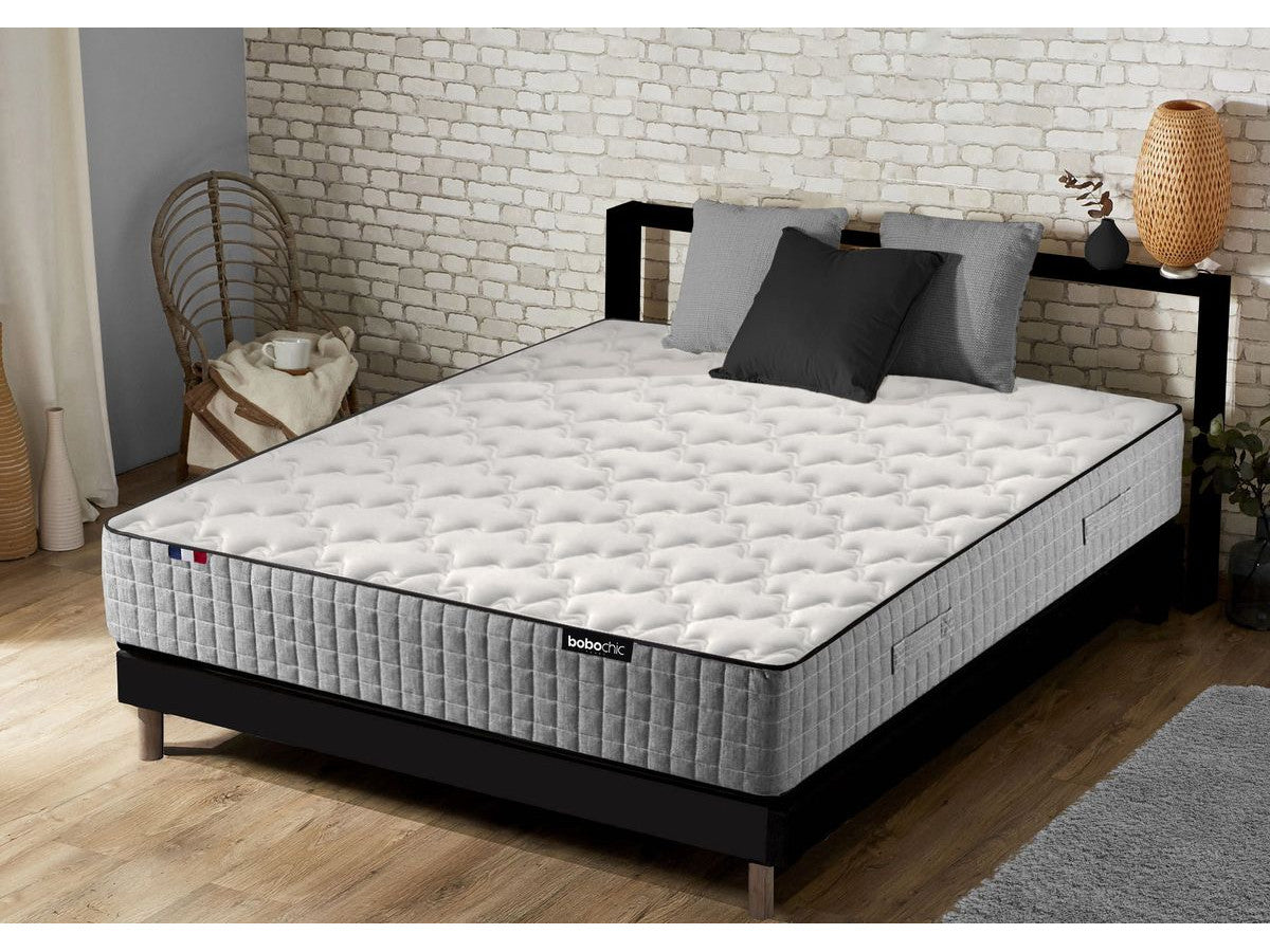 Ensemble matelas APOLLINE 24 cm 638 ressorts ensachés + sommier tapissier + pieds