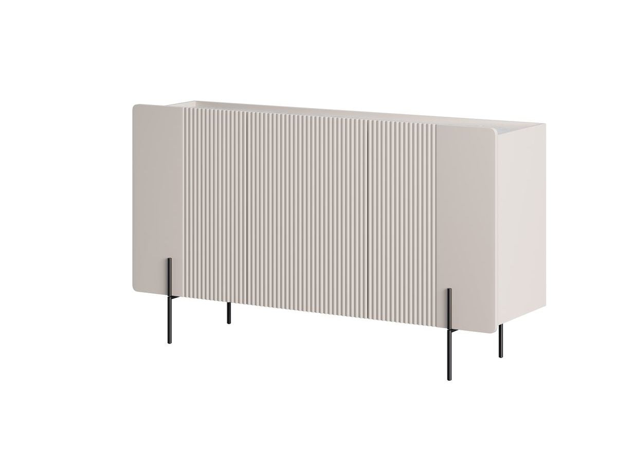 Ensemble MATHILDE avec buffet 150 cm + meuble TV 150 cm plateau effet marbre et pieds noirs