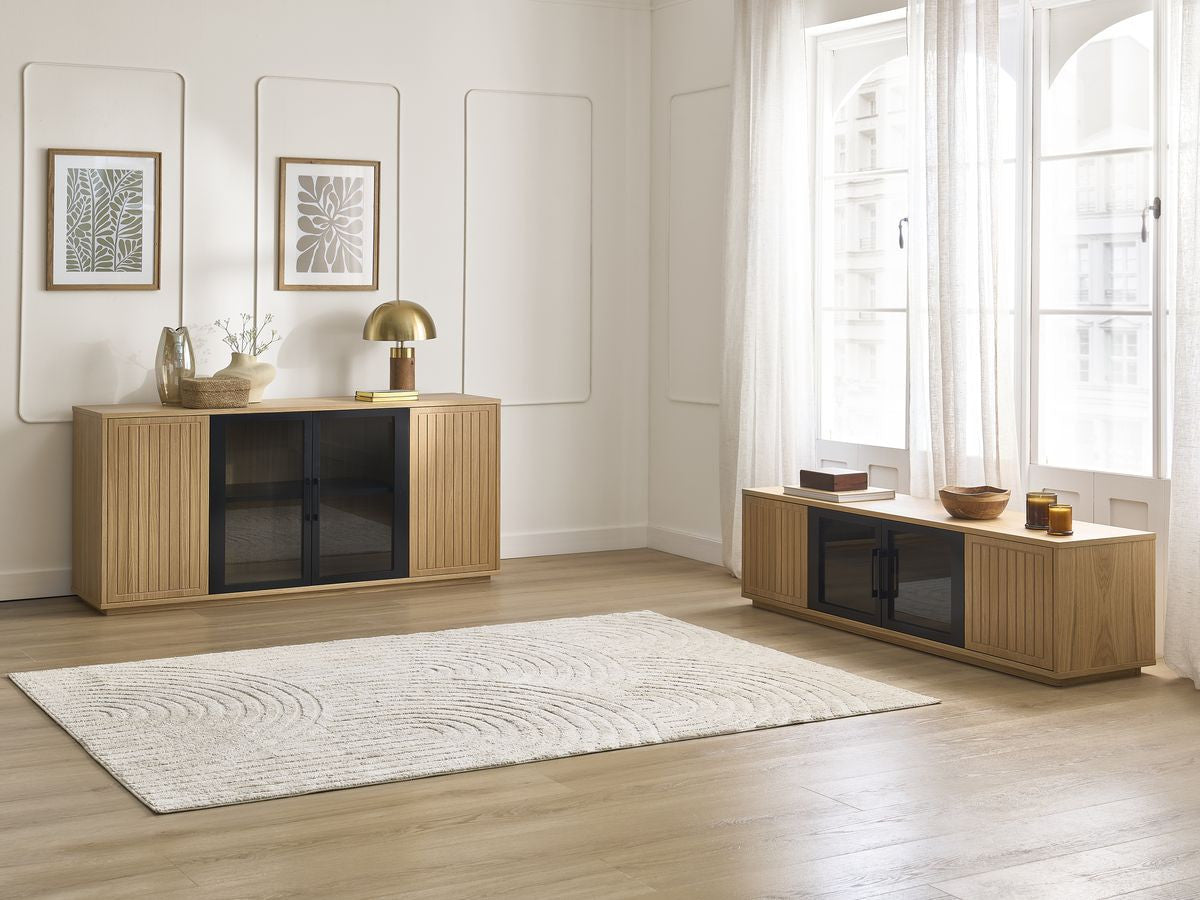 Ensemble THEMYS avec buffet 160 cm + meuble TV 160 cm placage chêne massif