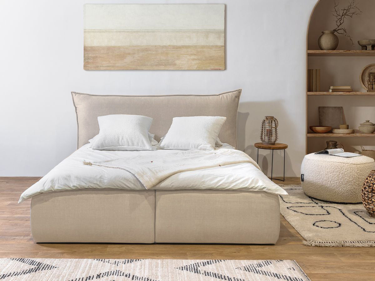 Lit coffre JADE avec tête de lit effet oreiller