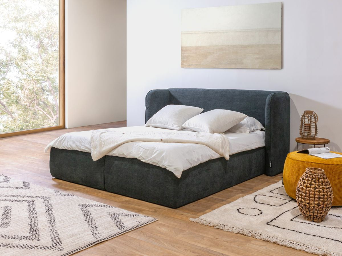 LOUISE opbergbed met gestoffeerd hoofdeinde