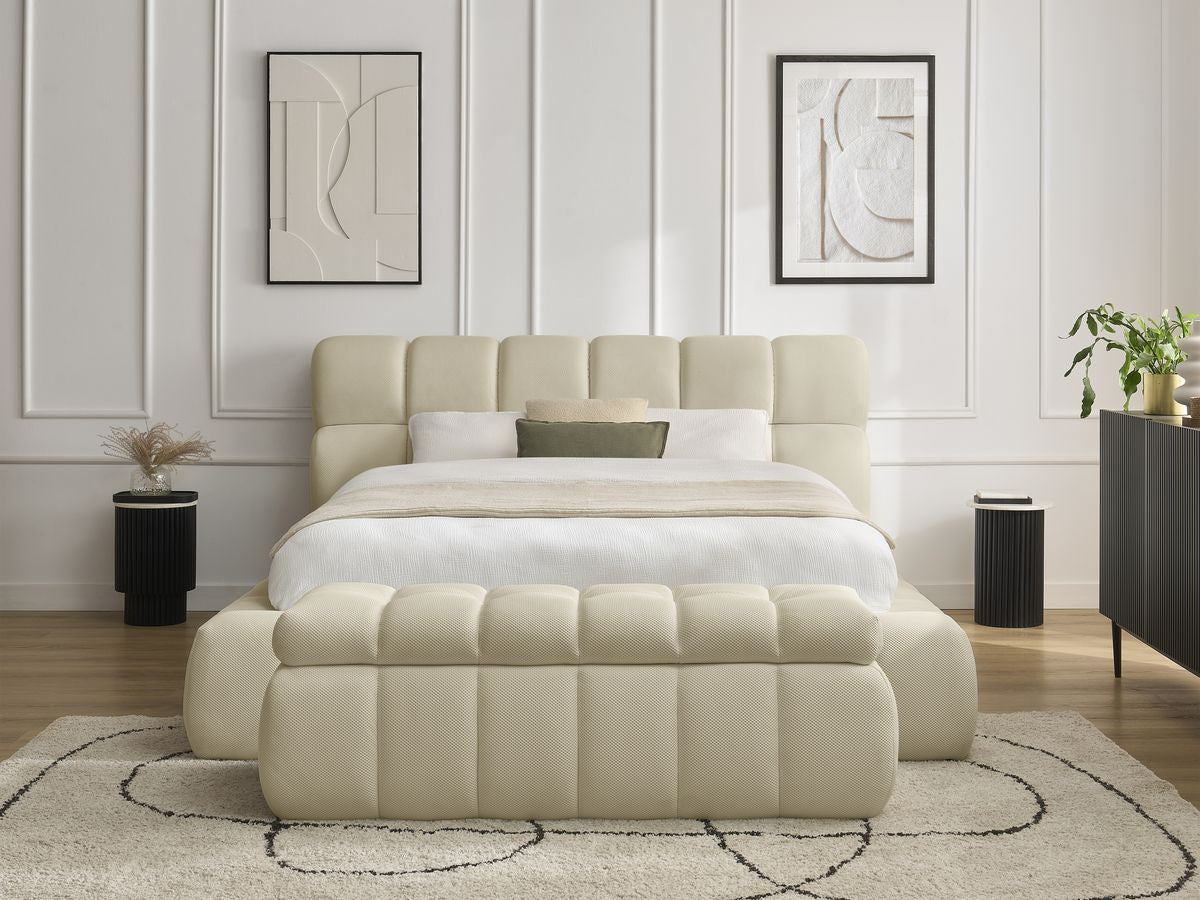 Lit coffre MONT-BLANC + Bout de lit MONT-BLANC tissu mesh