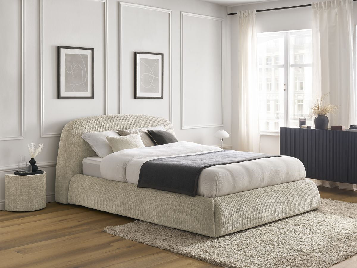 Lit MALON tissu texturé