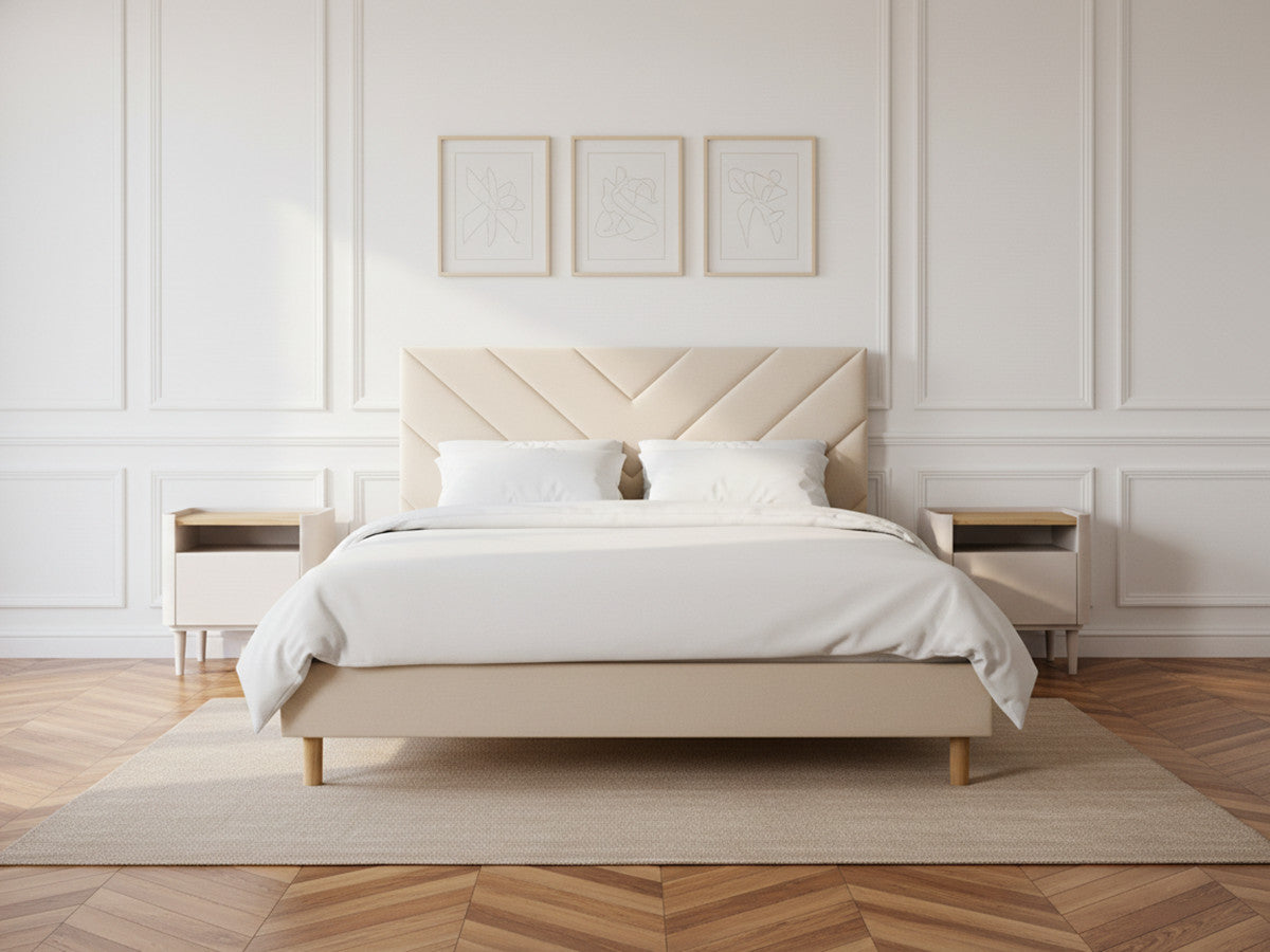 ROMANE bed met lattenbodem van massief fluweel