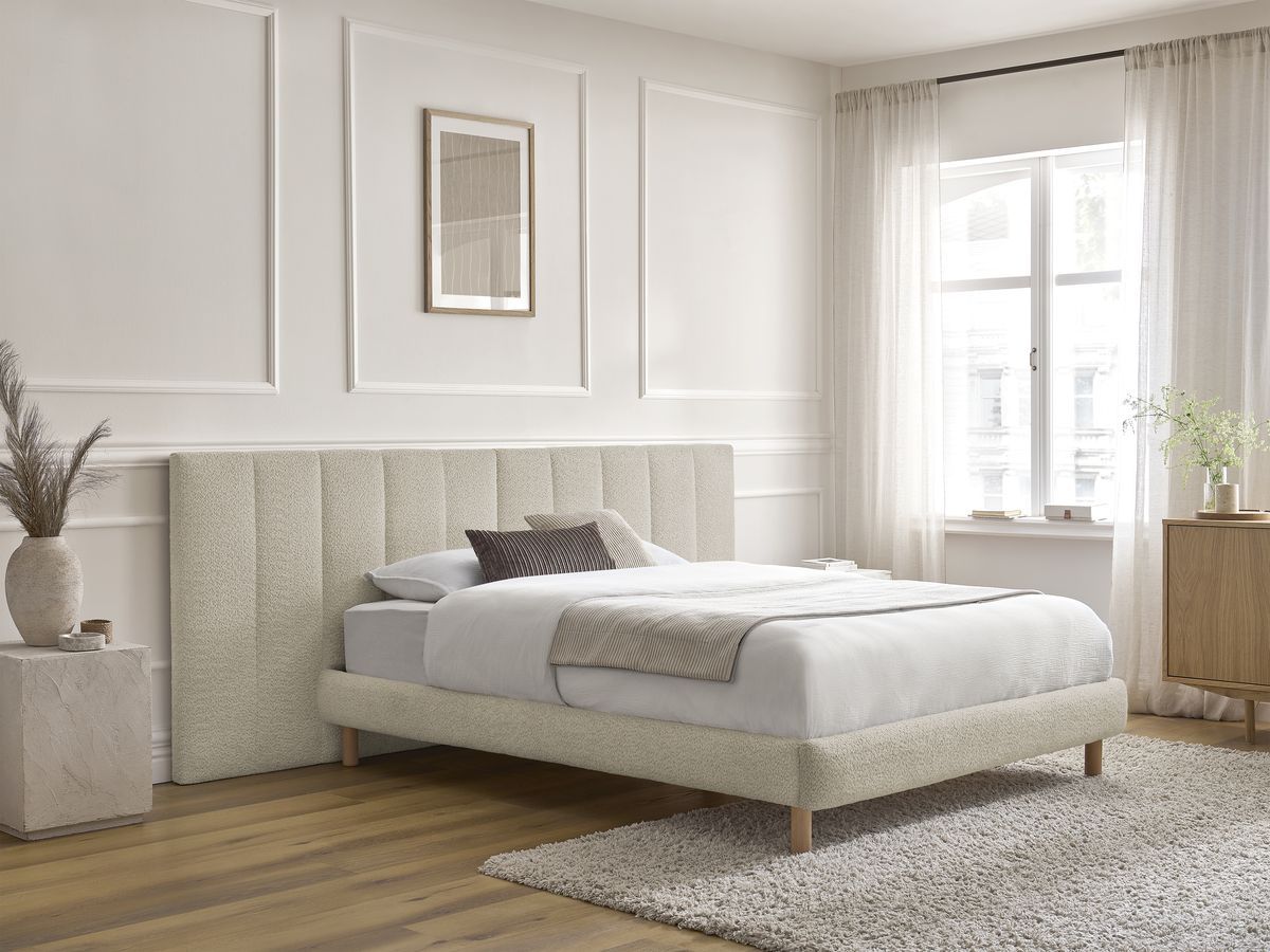 TIMO bed in badstof met massieve lattenbodem